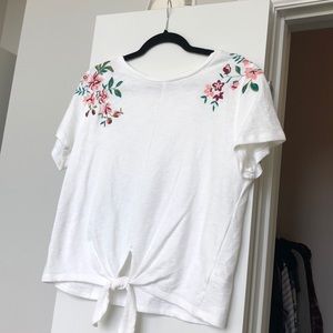 A New Day White Sweater with Floral shoulders